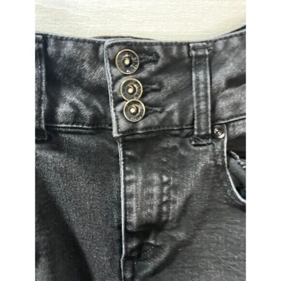 HT‎ Denim Black Destructed Hi-Rise Super Skinny Jeans 7 Juniors - Picture 6 of 8